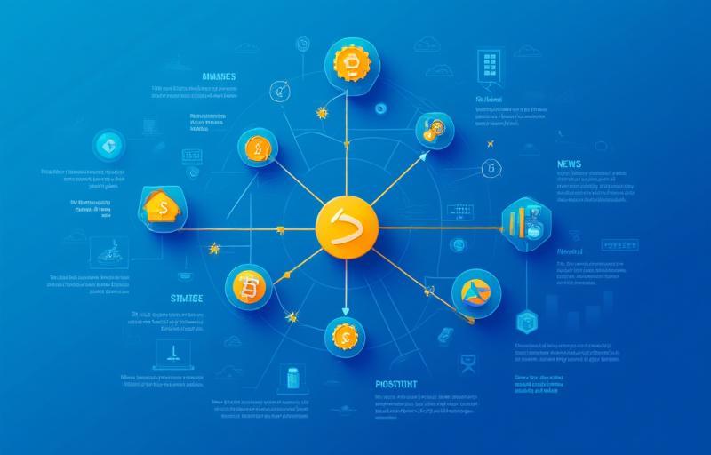 Diagram showing cryptocurrency and blockchain concepts